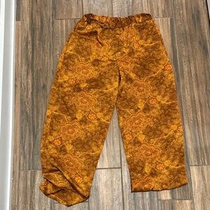Urban Outfitters - Laura Ashley Brown and Orange Patterned Satin Pants